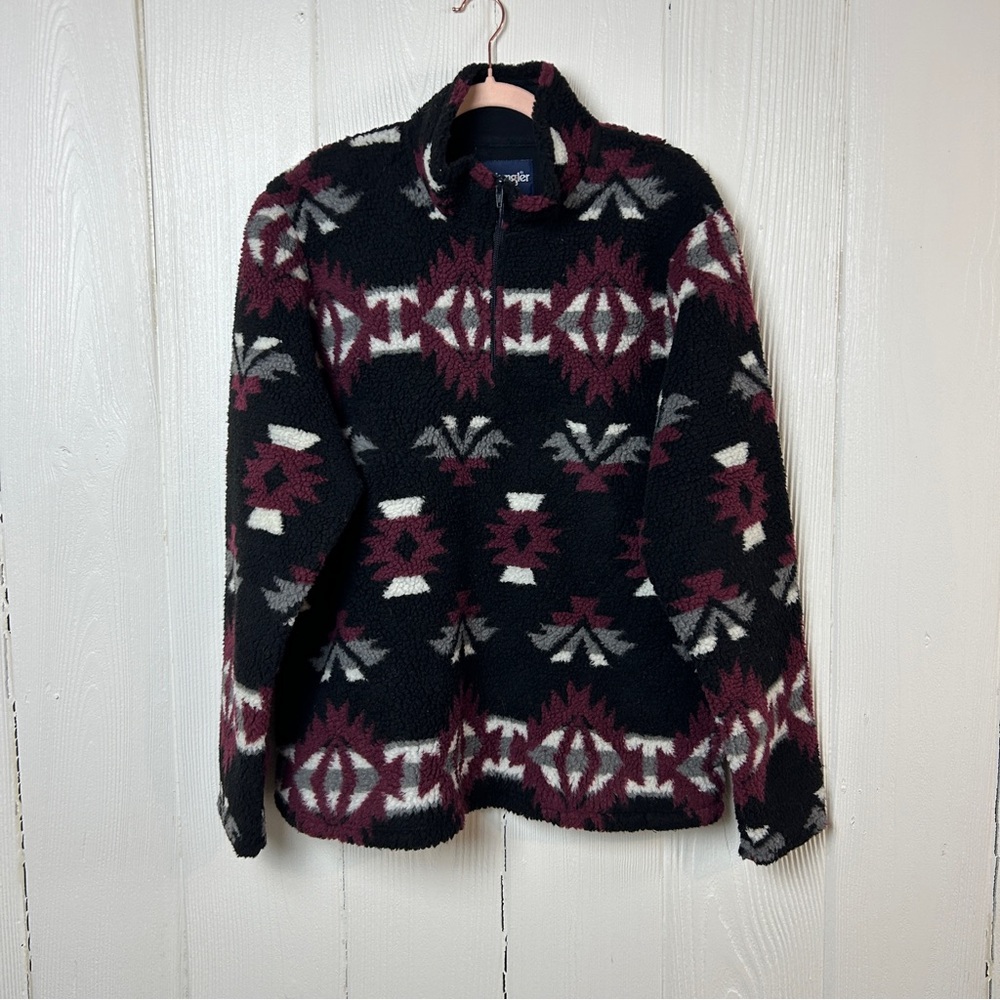 Wrangler Aztec Western 1/4 Zip Sherpa Pull Over Men’s Size M